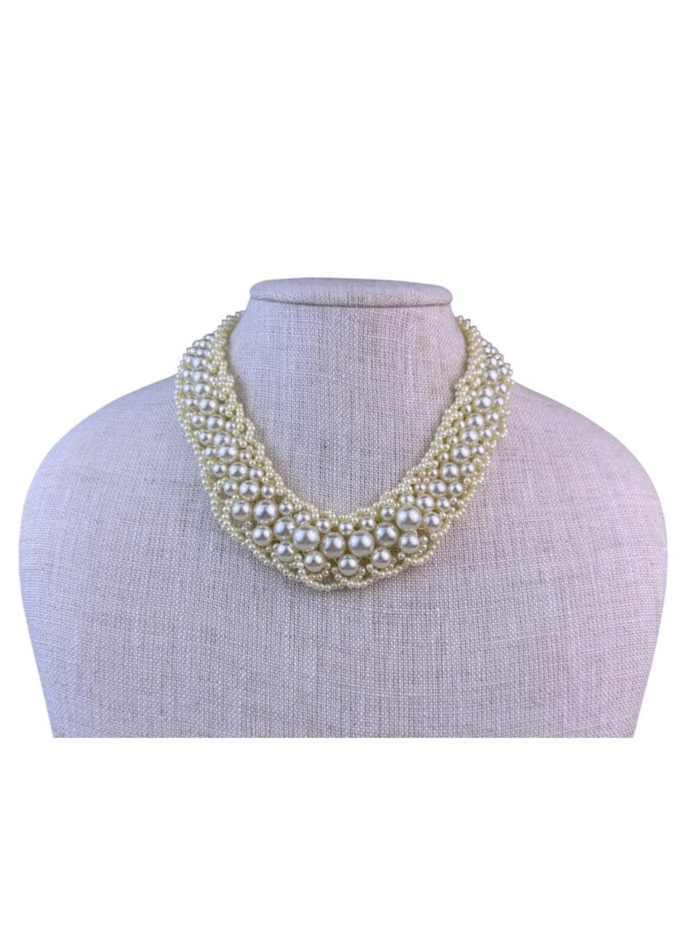 Multi-Strand Faux Pearl Gold-Tone Bib Necklace Womens Jewelry Elegant